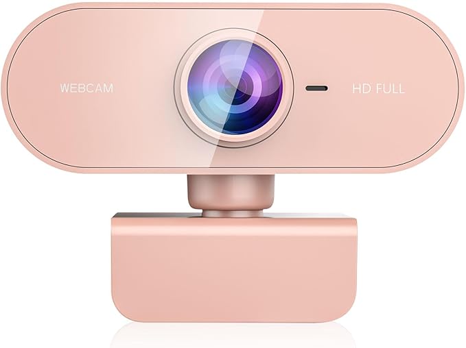 Webcam for PC&1080P HD Web Cam,Webcam with Microphone,Stand for PC/MAC/Laptop/Desktop,Wide Angle Web Cameras for YouTube,Skype,Zoom,Xbox One,Video Calling,Studying Pink