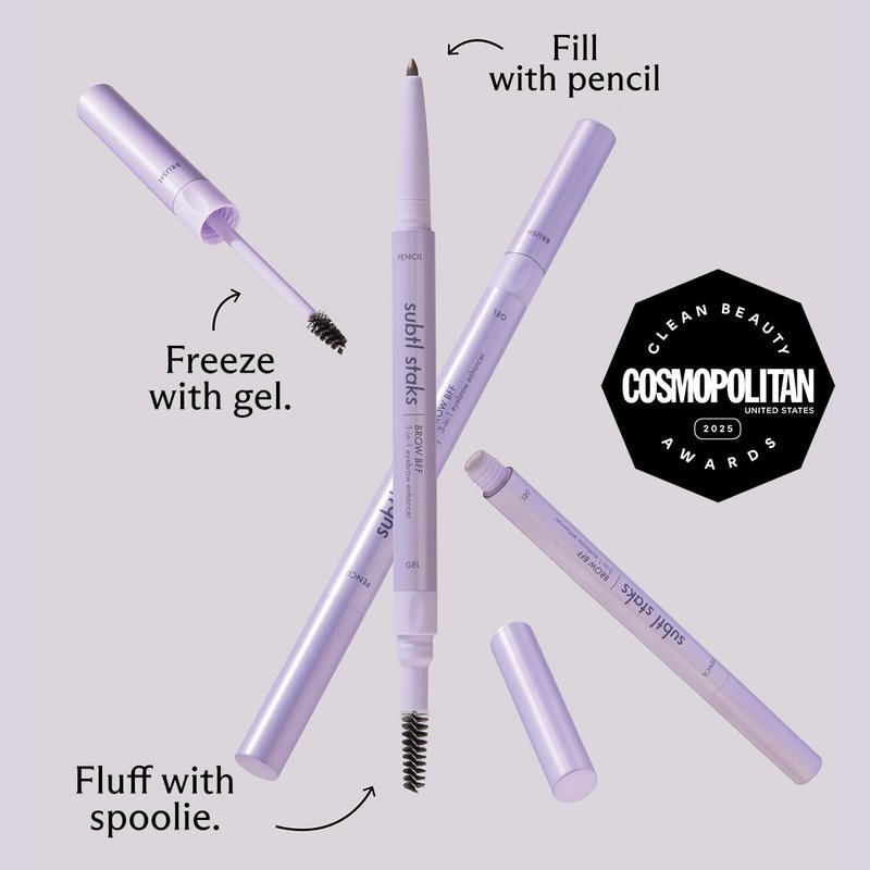 3-in-1 Brow Pencil - Vegan, Smudge-Proof, with Spoolie Brush and Clear Gel - Best Eyebrow Pencil for Fluffing, Filling, and Setting Brows, Taupe
