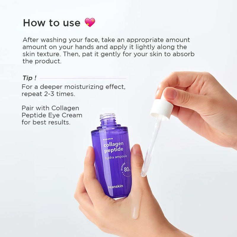 Hanskin Collagen Peptide Hydra Ampoule - Advanced Anti-Aging Serum with 80% Collagen | 90ml for Face & Neck Repair