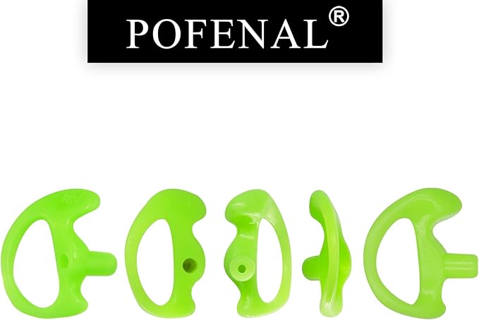 POFENAL Silicone Replacement Earmold for Motorola/Baofeng/Retavis Radios - Police Walkie Talkie & Law Enforcement Soft Earpiece Inserts (8 Pair, Green - 2L/4M/2S)
