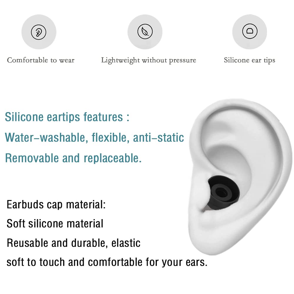 WKYMY Silicone Earbud Tips Replacement Ear Tips for in- Ear Headphones Rubber Tips Ear Buds Replacement Earbuds Tips 9 Pairs S M L, Black