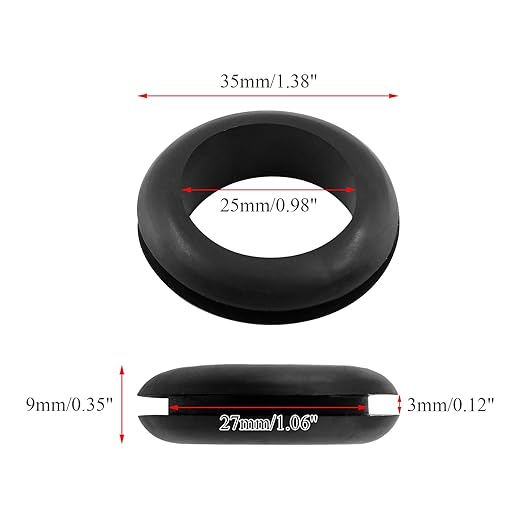 Kyuionty 12 Pcs Rubber Grommets, 0.98" Inside Diameter 1" Drill Hole Rubber Wire Grommets O Ring Grommets for Wire, Firewall, Cables, Plugs, Automotive