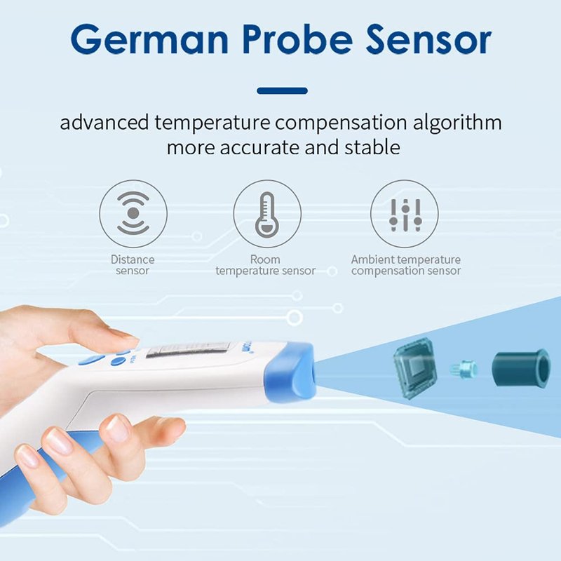 Berrcom Non-Contact Infrared Forehead Thermometer for Adults and Kids, 3-in-1 Digital Fever Thermometers with LCD Display and Fever Alert, Contactless Temperature Reader