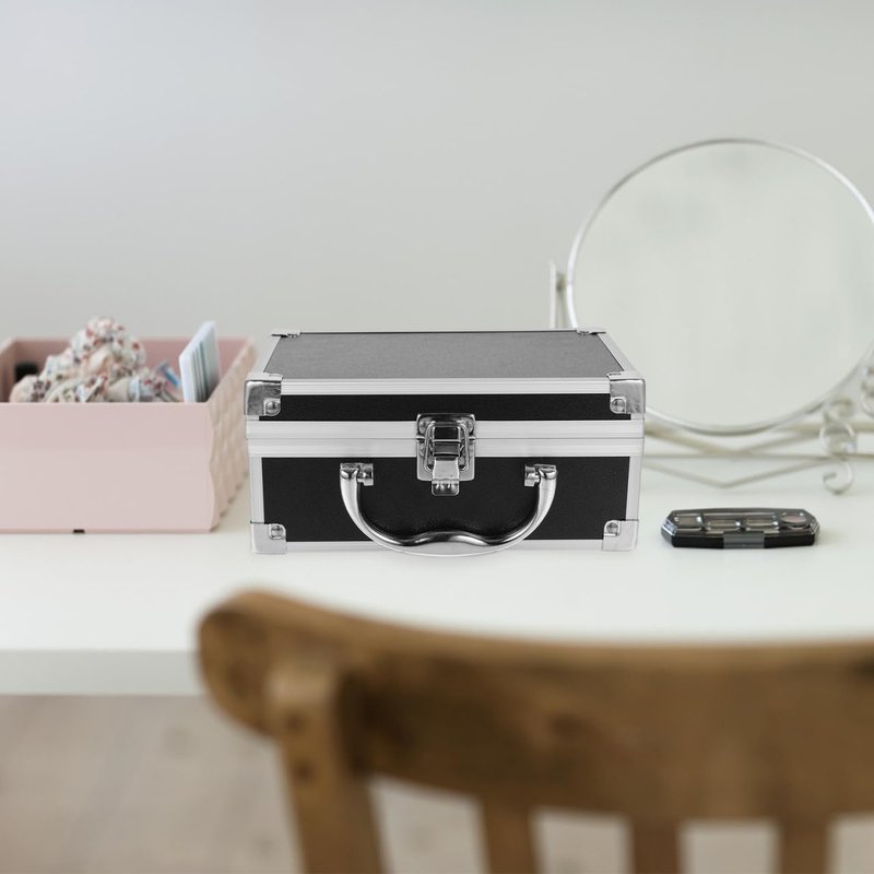 Portable Makeup Box - Compact Cosmetic Organizer Travel Case with Handle | 7.87x5.51x3.54 Inch