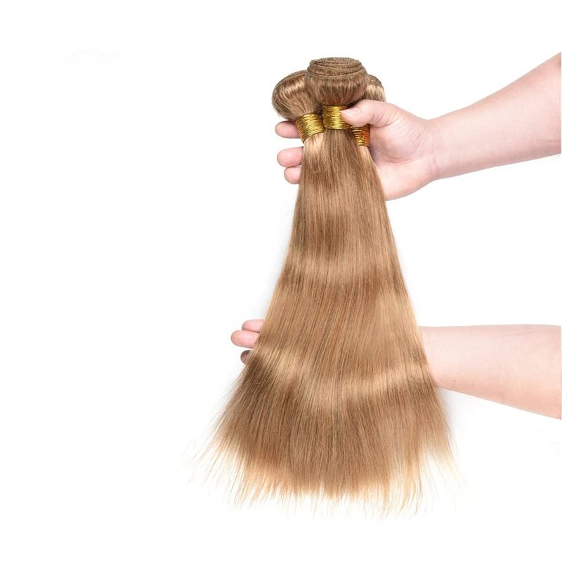 Color 27 Straight Human Hair Bundles Brazilian Virgin Hair Color 27 Bundles Human Hair 14 16 18 Inch Honey Blonde Remy Hair Extensions