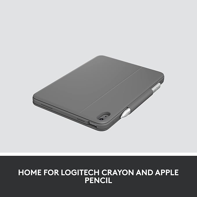 Logitech Rugged Folio Keyboard Case for iPad (10th gen & A16) with Smart Connector and Durable Spill-Proof Keyboard - Graphite