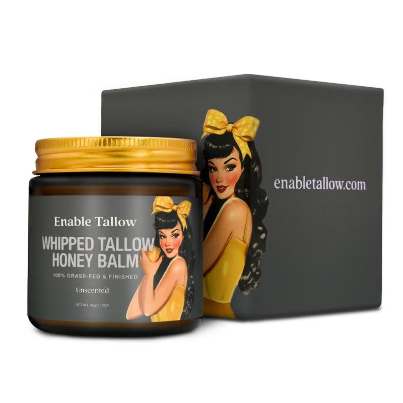 Enable Tallow Face & Body Cream – Whipped Beef Tallow & Manuka Honey Balm for Dry Skin, Eczema & Sensitive Skin – Natural Moisturizer, Unscented, Fragrance-Free, 4oz