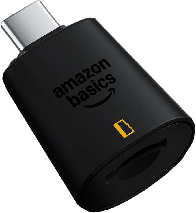 Amazon Basics Micro SD Card Reader USB-C 3.0, High Speed Data Transfer up to 200MB/s, Compatible with Smartphones, Tablets, Laptops