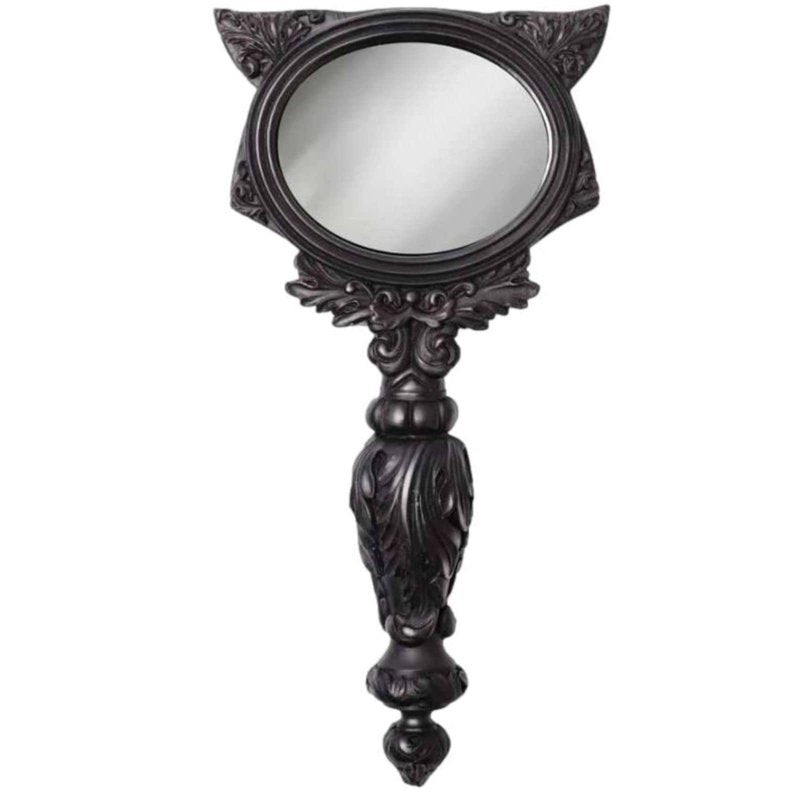Black Sacred Cat Handheld Small Vanity Make-up Mirror