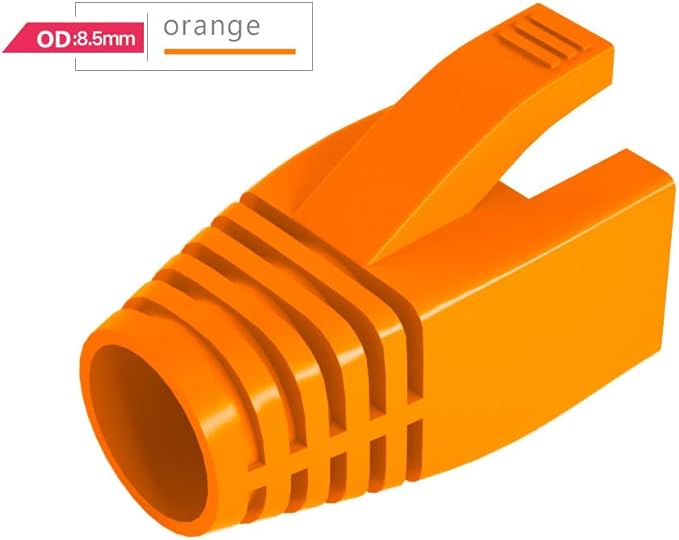 VIVOCH 50 Pcs Cat7 Cat7A Cat8 Strain Relief Boot, RJ45 Plug Connector Cover Modular Network Plug Cap Cable Connector Boots, Orange