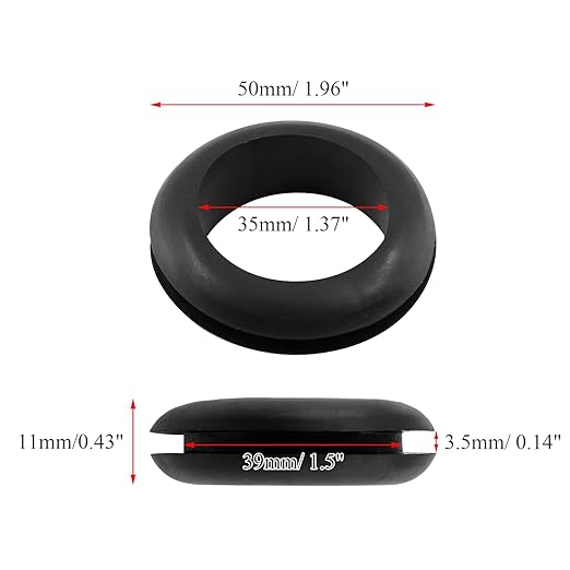 Kyuionty 12 Pcs Rubber Grommets, 1-3/8" Inside Diameter 1-1/2" Drill Hole Rubber Wire Grommets for Wire, Firewall, Cables, Plugs