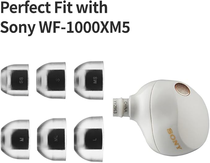 AZLA SednaEarfit Crystal Standard 2 - Earbud Tips for Wireless Headphones - Noise Canceling Earbuds Replacement Tips Eartips Compatible with Sony WF-1000XM5, Beats, Sennheiser, Jabra (2 Pair, L)