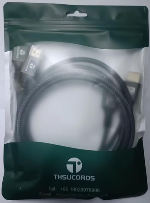 Thsucords 8K 4K HDMI Cable 3.3FT 2 Pack, High Speed Braided HDMI to HDMI 2.1 Cord Supports 8K@60Hz, 4K@120Hz 144Hz 48Gbps Compatible with Roku TV/PS5/HDTV/Blu-ray