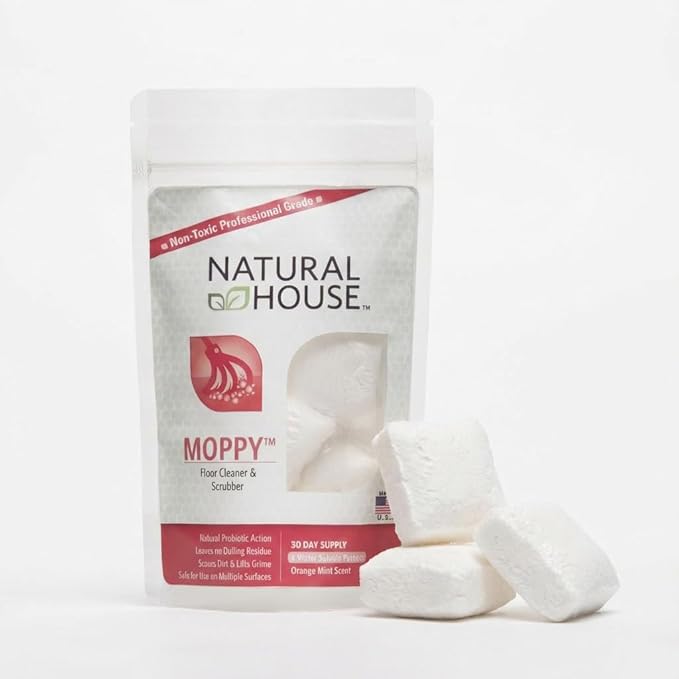 Natural House Moppy - Probiotic Floor Cleaner Pods - No Residue Formula - Multi-Surface Safe - Orange Mint Scent - 60 Count