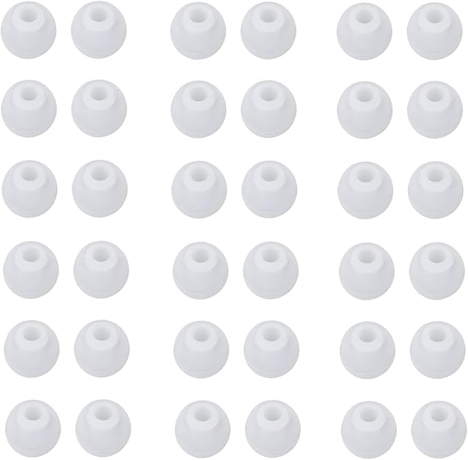 CYADCI 36 Pieces Small Earbud Tips Soft and Comfortable Ear Bud Replacement Pieces Silicone Fit Most in-Ear Headphones，Inner Hole 3.8mm -5.5mm，Small Clear White Replacement Eartips