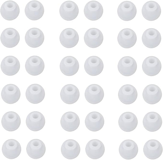 CYADCI 36 Pieces Small Earbud Tips Soft and Comfortable Ear Bud Replacement Pieces Silicone Fit Most in-Ear Headphones，Inner Hole 3.8mm -5.5mm，Small Clear White Replacement Eartips