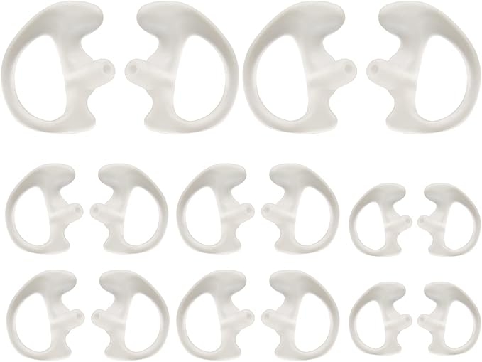 POFENAL Universal Replacement Insert Silicone Soft Earmold for Baofeng Motorola Kenwood Retevis Midland Two Way Radios Headset (White, 8 Pair, Large_2 Pair; Medium_4 Pair; Small_ 2 Pair)