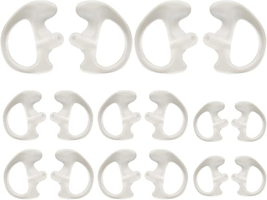 POFENAL Universal Replacement Insert Silicone Soft Earmold for Baofeng Motorola Kenwood Retevis Midland Two Way Radios Headset (White, 8 Pair, Large_2 Pair; Medium_4 Pair; Small_ 2 Pair)