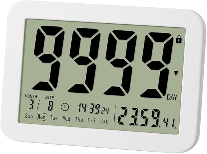 MOSTRUST Digital Countdown Days Timer Clock- 9999 Days Count Down Timer with Stand Strong Magnetic Back for Retirement Wedding Vacation Birthday Exam Lab Kitchen Cooking
