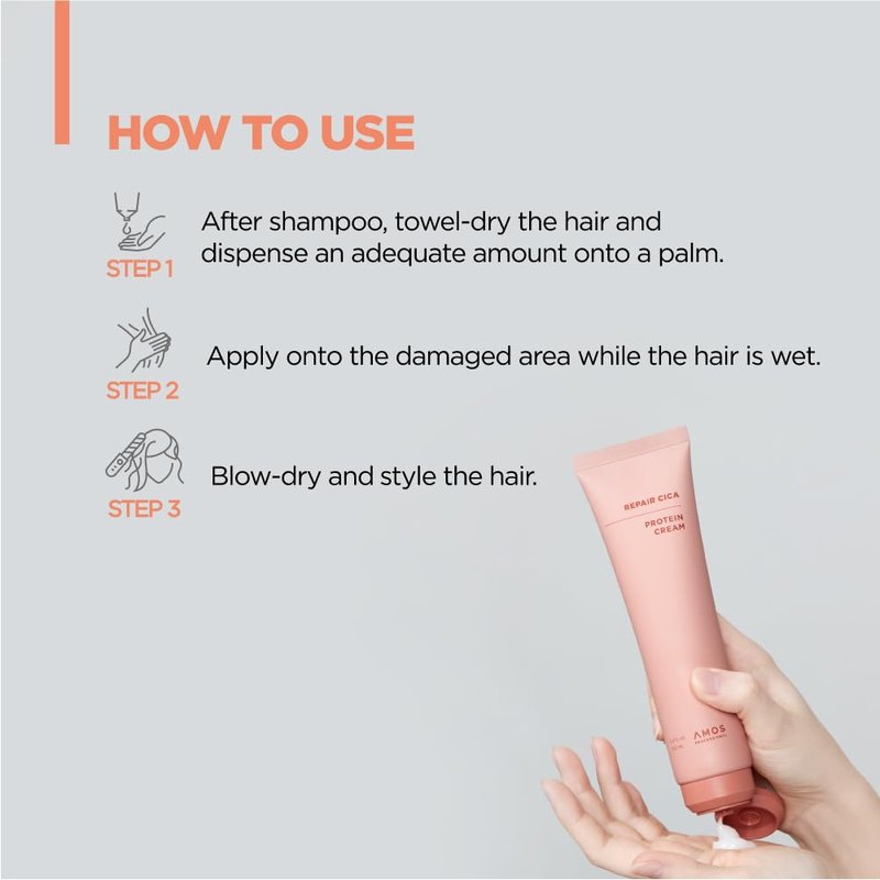 AMOS PROFESSIONAL Repair Cica Protein Cream l Anti-Frizz Deep Conditioner for Split Ends & Breakage l 5.0 fl. oz.