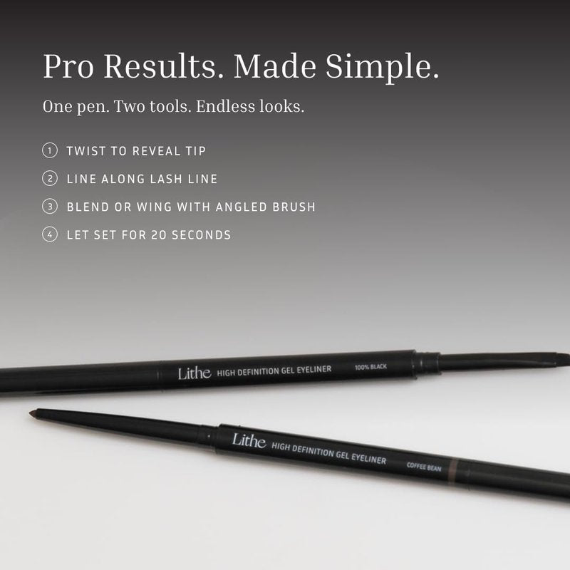LITHE BEAUTY Smudge-Proof Gel Eyeliner Pencil Set, Long Wear Retractable Eyeliner with Ultra Thin Tip & Angled Brush, High Definition Vegan Makeup Duo in Shades Blueprint and Galaxy