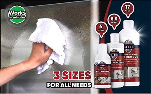 CLEAN MY STEEL â Stainless Steel Rust Stain Remover Kit with Protector â Fast Acting for Commercial Equipment Rust Cleaner for Appliances, Grills & More â Food-Safe Stainless Steel Cleaner (4 oz)