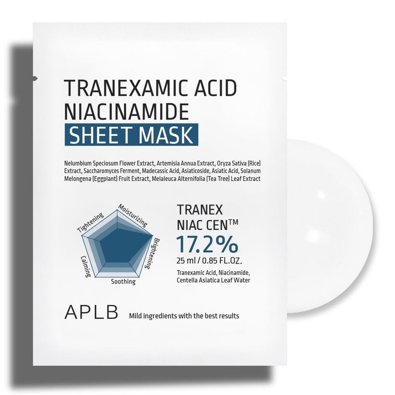 Tranexamic Acid Niacinamide Sheet Mask - 10 Pack | Korean Skincare for Blemish Care & Skin Discoloration