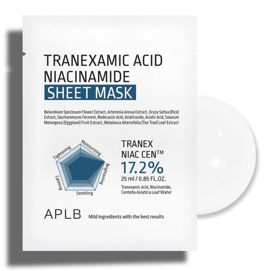 Tranexamic Acid Niacinamide Sheet Mask - 10 Pack | Korean Skincare for Blemish Care & Skin Discoloration