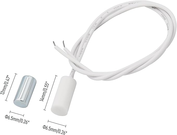 FOCMKEAS 10PCS Recessed Wired Security Window Door Contact Sensor, Normally Closed NC, Door Alarm Magnetic Reed Switch with 2 Wire, ABS White, RC-34A