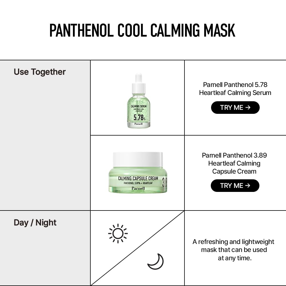 Parnell Panthenol Heartleaf Cool Calming Mask 10ea, korea skin care, korea beauty