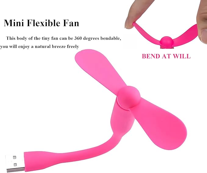 Soseelnee Mini USB Fan, Portable Pocket Fan USB-A Powered Little Cooler, Quiet Operation, for Home Office Car Outdoor Travel- 4 Pack (Pink)