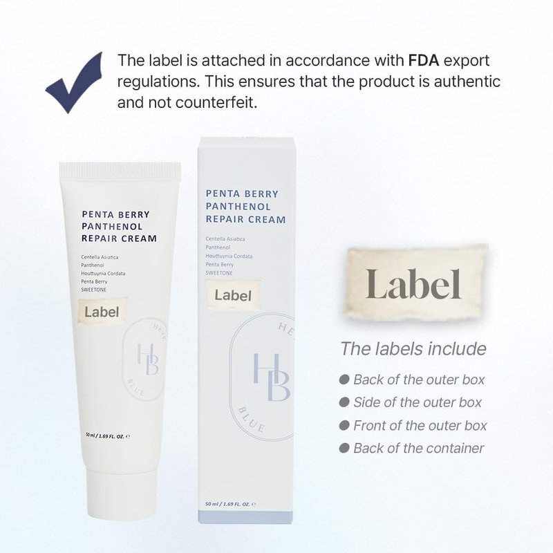 HEVEBLUE Penta Berry Panthenol Repair Cream - Vegan, Centella, Cica Barrier, Restore Moisture Balance, Deep Hydration, Sensitive Skin, Low Irritation, Korean Skincare, K-Beauty, Hypoallergenic