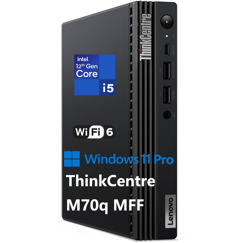 Lenovo ThinkCentre M70q Tiny 1L Business Desktop Computer, 12th Gen Intel Hexa-Core i5-12500T (Beat i7-11700T), 16GB DDR4 RAM, 512GB PCIe SSD, WiFi 6, Bluetooth 5.1, Windows 11 Pro
