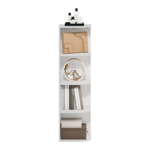 Furinno Pasir 4-Tier Corner Open Shelf Bookcase, White