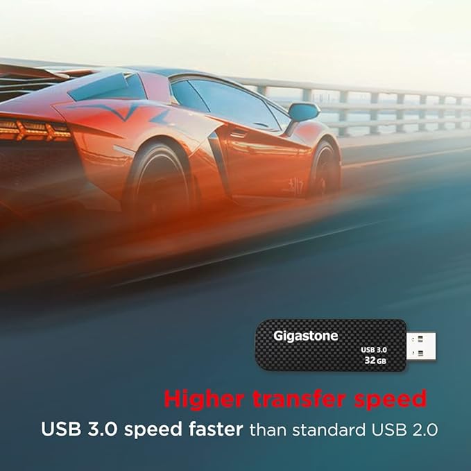 GIGASTONE 32GB USB 3.2 Flash Drive 10-Pack, 80MB/s High-Speed Data Transfer, Carbon Fiber Design, Retractable