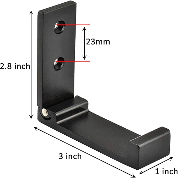 Latomex Folding Coat Hooks, Foldable Wall Hooks for Hanging Aluminum Alloy Cloth Hanger Coat Hanger Headphones Holder Headset Wall Hanger Hook- Pack of 2 (Black)