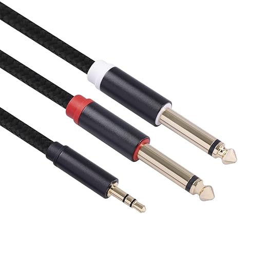 Yumiwoow 2pack 3.3Ft 3.5mm TRS to Dual 6.35mm Stereo Cable 1/8 TRS to Dual 6.35mm 1/4 TS Mono Y Splitter Audio Cord Adapter for Smartphone, Mixer,PC, CD Player, Speakers and Home Stereo System