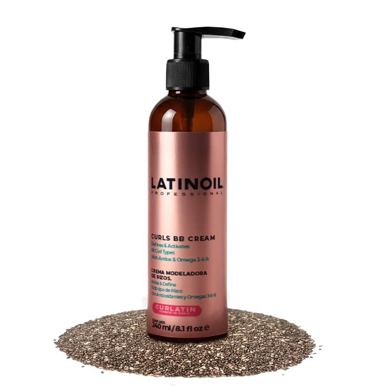 Latinoil - Curl Defining Hair Cream - Lightweight Curl Enhancing Cream for Curly & Wavy Hair - Anti Frizz Moisturizing Styling Product with Chia Seed Oil & Amino Acids - Leave In Conditioner - 8.1 Oz