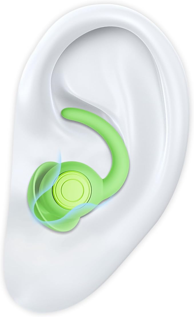LIMEHO Ear Plugs for Sleeping - Noise Reduction Soft Silicone Earplugs, 2 Pairs Reusable Hearing Protection Earplugs for Noise Sensitivity, Sleep,Travel,Sound Reduction Noise Cancelling - Green