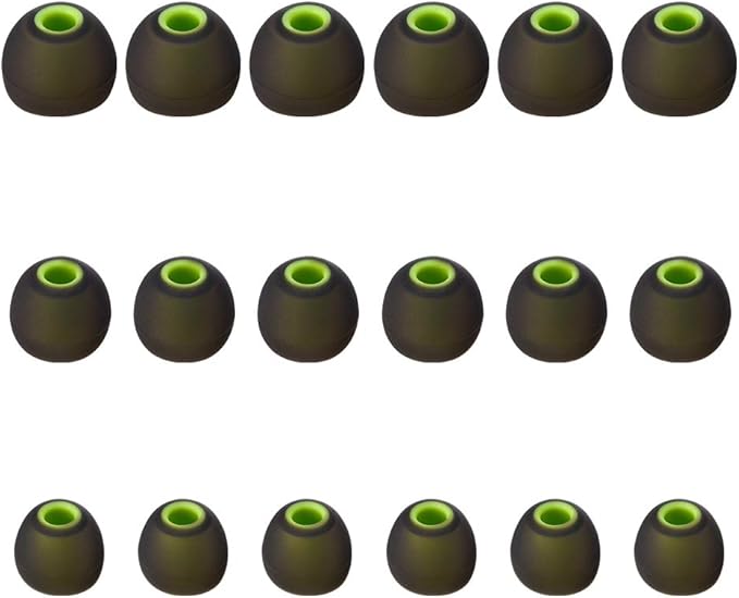 Earbud Tips High Quality Soft Silicone Earbuds Replacement Tips Fit for in-Ear Headphones(inner hole from 3.8mm - 4.2mm earphones)9 Pairs S/M/L,Black/Green