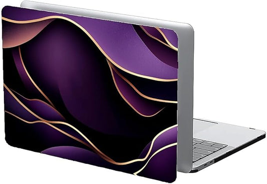 COTAIL Compatible with MacBook Air 13.3 13.6 Inch Case 2022 2021 2020 2019 Plastic Hard Shell Case Cover,13.6 Air (A2681) M2 2022, Purple and Gold Color Line