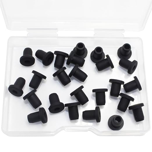 BOPOREAE 25 Pcs 3/16" Drill Hole, 1/8" ID Silicone Rubber Grommets for Wiring, Automotive Firewall Hole Plug, Small Top Hat Grommet for Vinyl Tubing in Hydroponic Irrigation System Metal Wall Drywall
