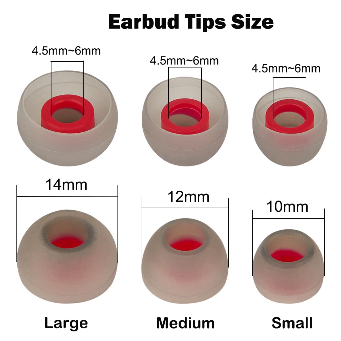 DMZHY Silicone Earbud Replacement Tips Earbud Tips Ear Tips Fit Most in-Ear Earbuds(Inner Hole 4.5mm -6mm) Headphone Eartips Ear Bud Covers Small 9 Pairs