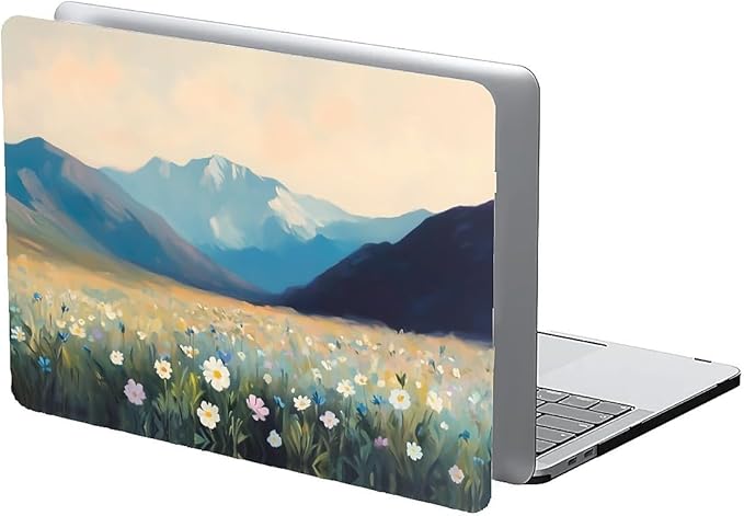 COTAIL Compatible with MacBook Air 13.3 13.6 Inch Case 2022 2021 2020 2019 Plastic Hard Shell Case Cover,13.3 Air (A1932/A2179/A2337), Wildflowers and Mountains
