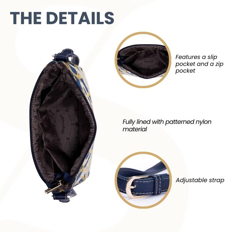 Signare Tapestry Crossbody Bag Shoulder Purse for Women In Walter Crane Swan Design (XB02-ART-WC-SWAN)