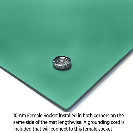 RubberStat Dual Layer ESD Compliant Workstation Rubber Table Mat Kit, Soldering, Cell Phone Repair, with Wrist Strap Set and Ground Cord - 24"x24" Green