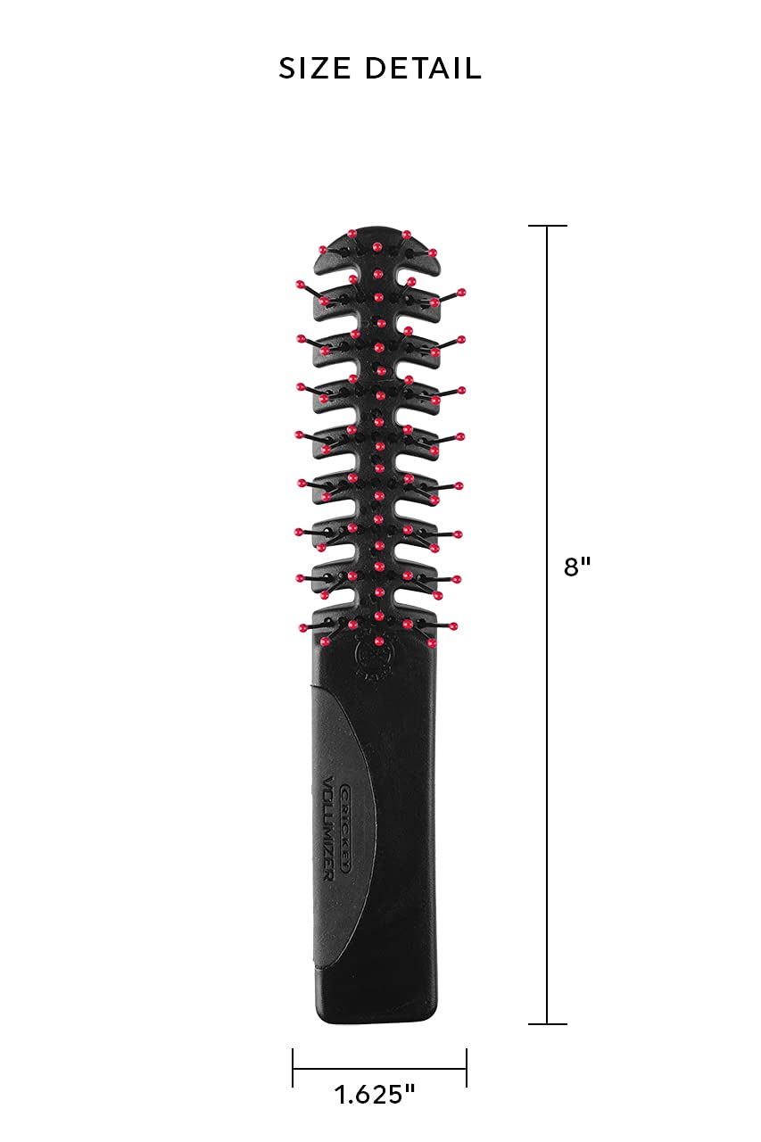 Cricket Static Free Volumizer Hair Brush - Blow Drying, Styling, and Detangling All Hair Types, Long, Short, Thick, Thin, Curly, Straight, and Wavy (Black)
