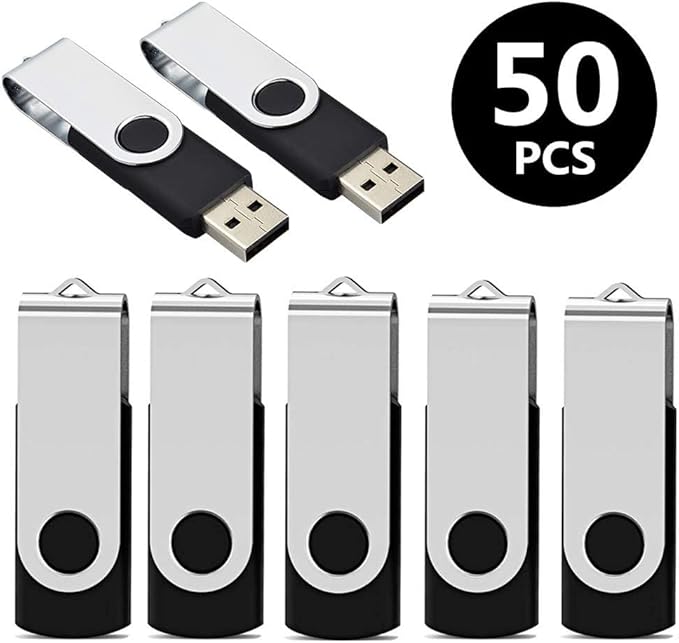 Aiibe 32GB USB Flash Drive 50 Pack Lot USB 2.0 Thumb Drive 32GB Flash Drive Bulk USB Drives Memory Stick Zip Drives Wholesale, 50Pcs Black