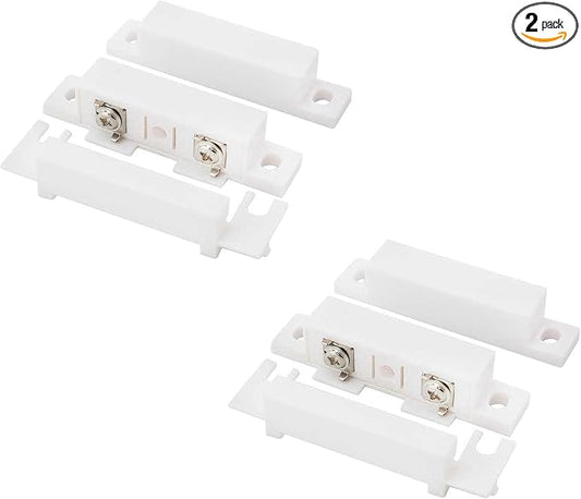 FOCMKEAS 2Pcs Magnetic Reed Switch Wired Surface Mount Normally Closed NC Contact Sensor Alarm Magnetic Door Switch with 2 Wires, PVC, MC-31