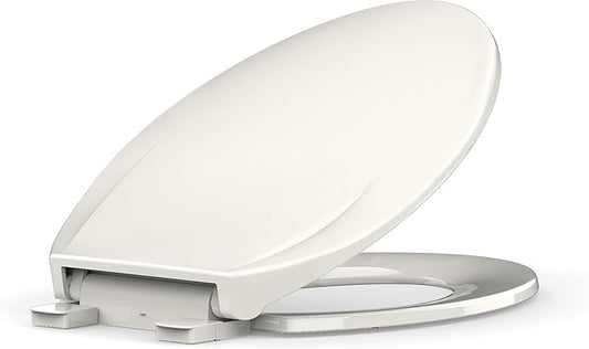 Elongated Commercial Toilet Seat 19â â Soft Close, Quick-Release & Attach, Durable Polypropylene, Grip-Tight Bumpers, Easy Install & Clean, Biscuit â Color: 19" Regular Toilet Seat Biscuit